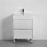 600-1500Mm Freestanding Bathroom Floor Vanity Matt White Pvc Filmed Drawers Cabinet Only &