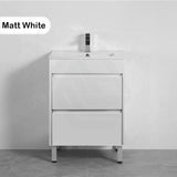 600-1500Mm Freestanding Bathroom Floor Vanity Matt White Pvc Filmed Drawers Cabinet Only &