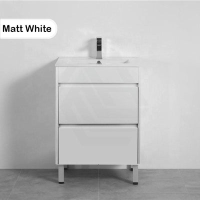 600-1500Mm Freestanding Bathroom Floor Vanity Matt White Pvc Filmed Drawers Cabinet Only &