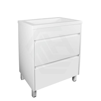 600-1500Mm Freestanding Bathroom Floor Vanity Matt White Pvc Filmed Drawers Cabinet Only &