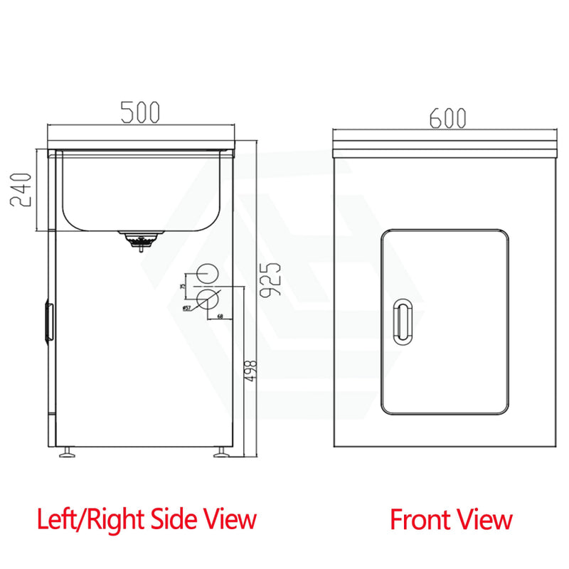 600X500X925Mm 45L Stainless Steel Laundry Tub Cabinet Freestanding Kitchen Products