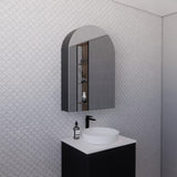 600X870X140Mm Arch Pencil Edge Mirror Wall Hung Shaving Cabinet Matt Black Cabinets