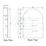 600X870X140Mm Arch Pencil Edge Mirror Wall Hung Shaving Cabinet Matt Black Cabinets