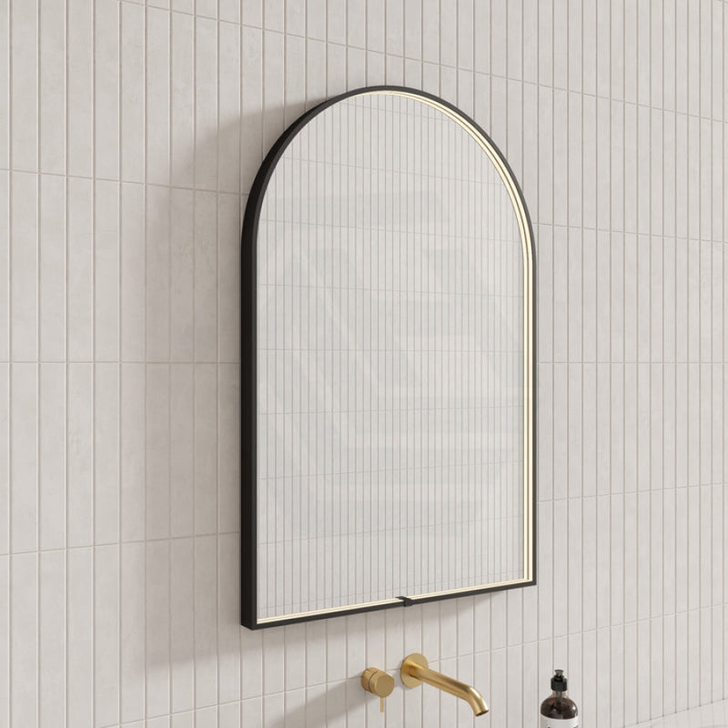 600X900Mm Arch Front Hidden Led Mirror Matt Black Framed Touch Switch Vertical Or Horizontal Mirrors