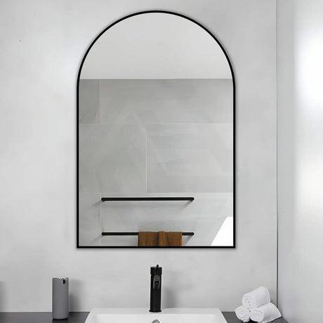 600X900Mm Matt Black Aluminum Framed Arch Wall Mirror Vertical Or Horizontal Mirrors