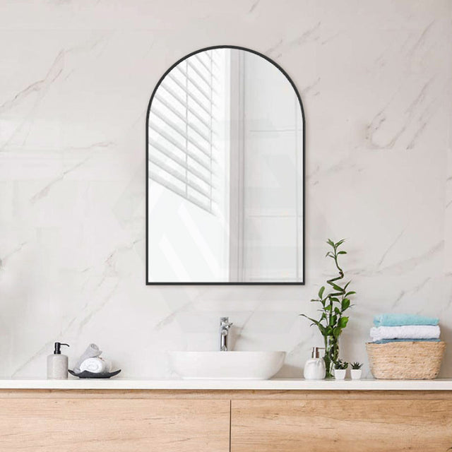 600X900Mm Matt Black Aluminum Framed Arch Wall Mirror Vertical Or Horizontal Mirrors