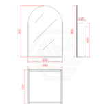 600X900X135Mm Matt Black Arch Wall Hung Shaving Cabinet Pvc Pencil Mirror For Bathroom Cabinets