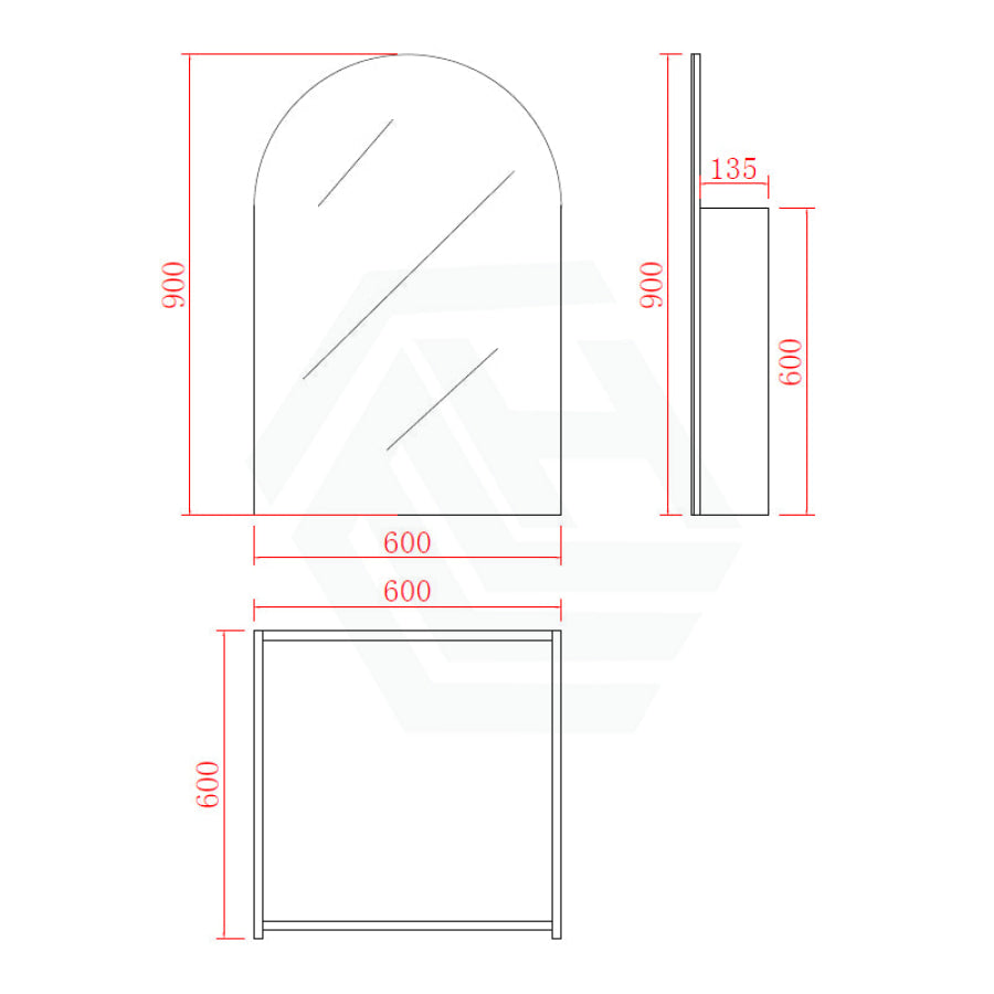 600X900X135Mm Matt White Arch Wall Hung Shaving Cabinet Pvc Pencil Mirror For Bathroom Cabinets