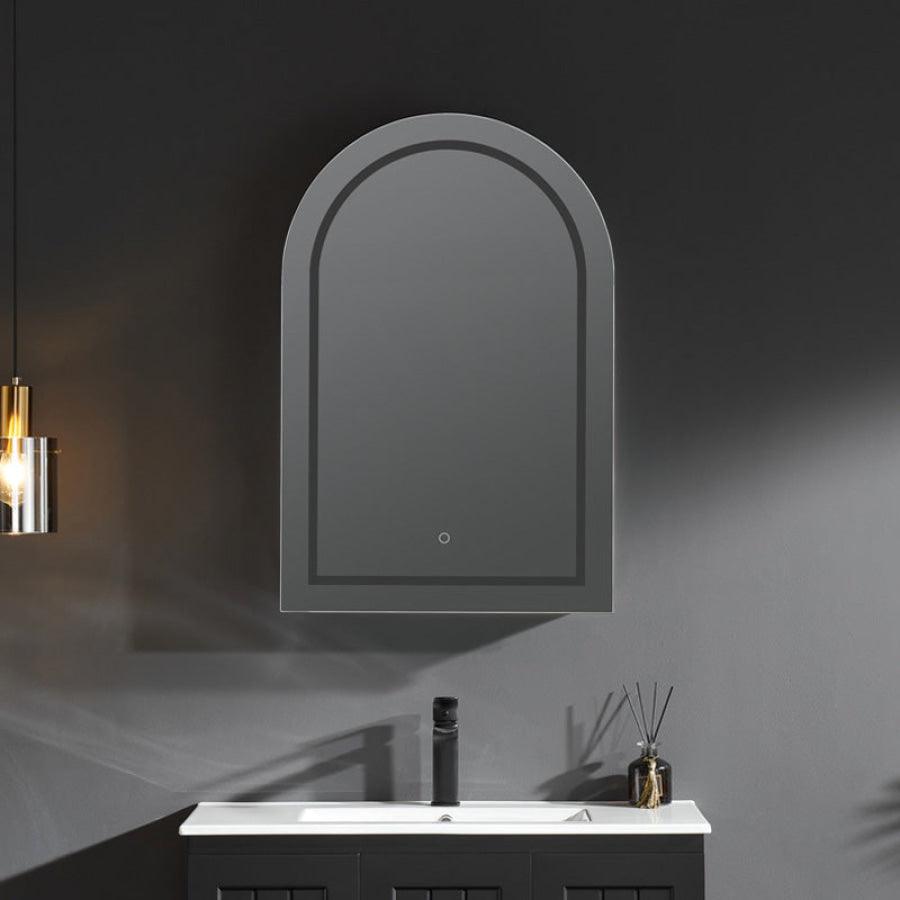 600X900X150Mm Ceto Olivia Matt Black Arch Led Shaving Cabinet Pencil Edge Frontlit Cabinets