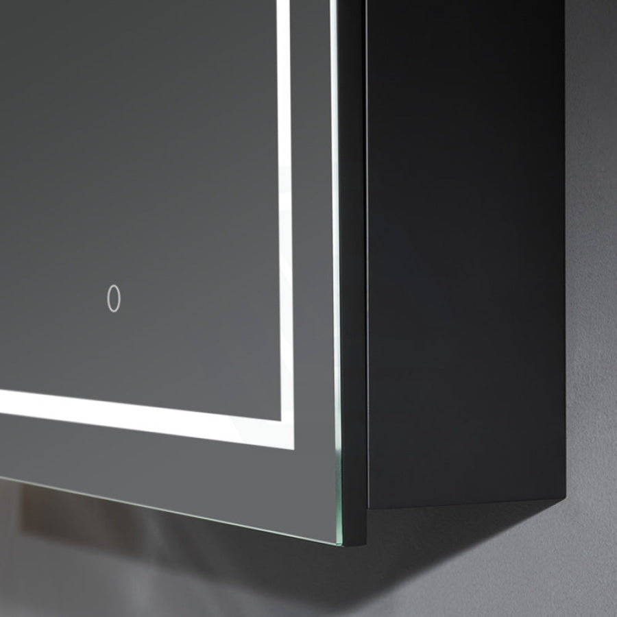 600X900X150Mm Ceto Olivia Matt Black Arch Led Shaving Cabinet Pencil Edge Frontlit Cabinets