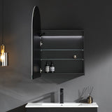 600X900X150Mm Ceto Olivia Matt Black Arch Led Shaving Cabinet Pencil Edge Frontlit Cabinets