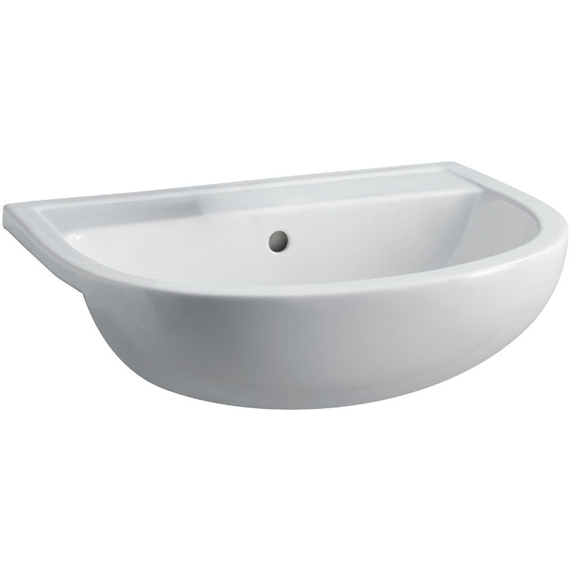 550X415X195Mm Rak Compact Semi-Recessed Ceramic Basin 1 Or 3 Tap Holes Available Semi-Recessed