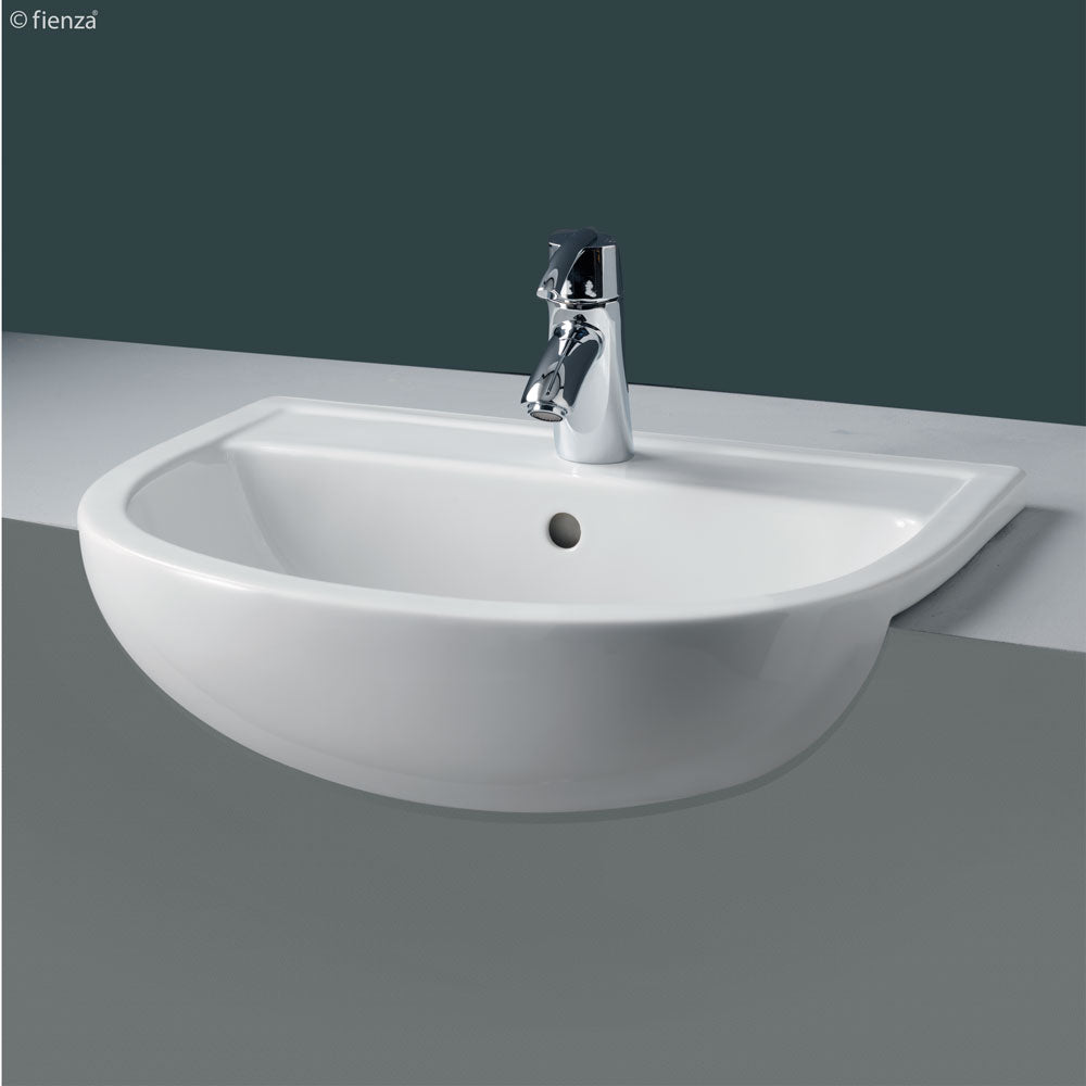 550X415X195Mm Rak Compact Semi-Recessed Ceramic Basin 1 Or 3 Tap Holes Available Semi-Recessed