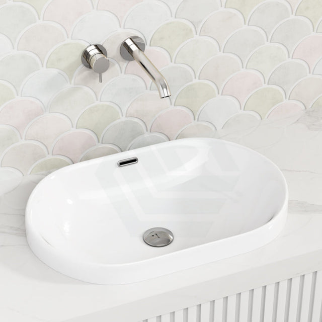 605X405X180Mm Inset Ceramic Basin Gloss White Oval Basins