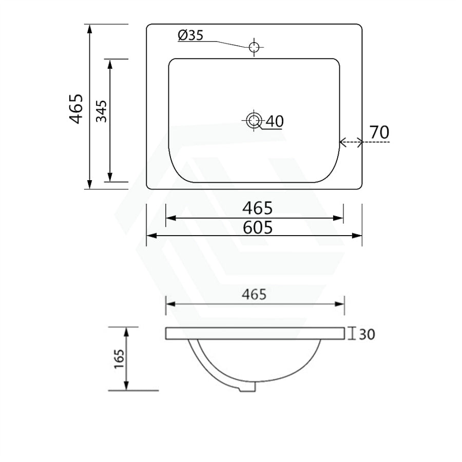 605X465X165Mm D Shape Ceramic Top For Bathroom Vanity Sleek High Gloss Single Bowl 1 Tap Hole