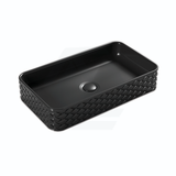 610X340X120Mm Rectangle Above Counter Ceramic Basin Matt Black Basins