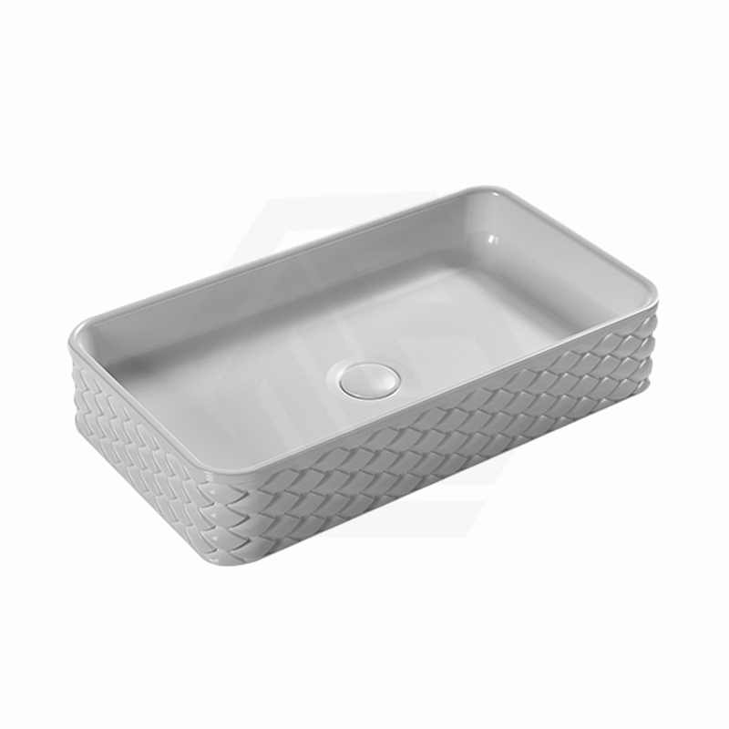 610X340X120Mm Rectangle Above Counter Ceramic Basin Matt White Basins