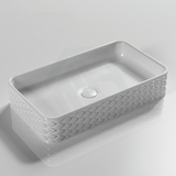 610X340X120Mm Rectangle Above Counter Ceramic Basin Matt White Basins