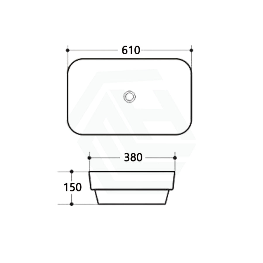 610X380X150Mm Rectangle Ceramic Inset Basin Gloss White Basins