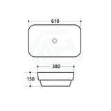 610X380X150Mm Rectangle Ceramic Inset Basin Gloss White Basins