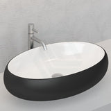 Above Counter Ceramic Basin Round Edge Oval Black White