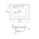 610X465X175Mm Ceramic Top For Bathroom Vanity Single Bowl 1 Or 3 Tap Holes Available Gloss White