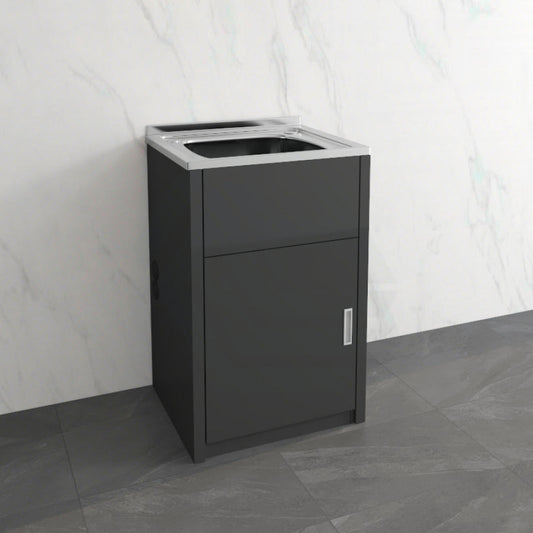 46L Matt Black Stainless Steel Laundry Tub Cabinet