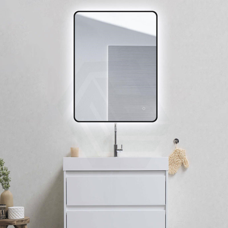 610X810Mm Led Mirror Black Framed Rectangle Backlit