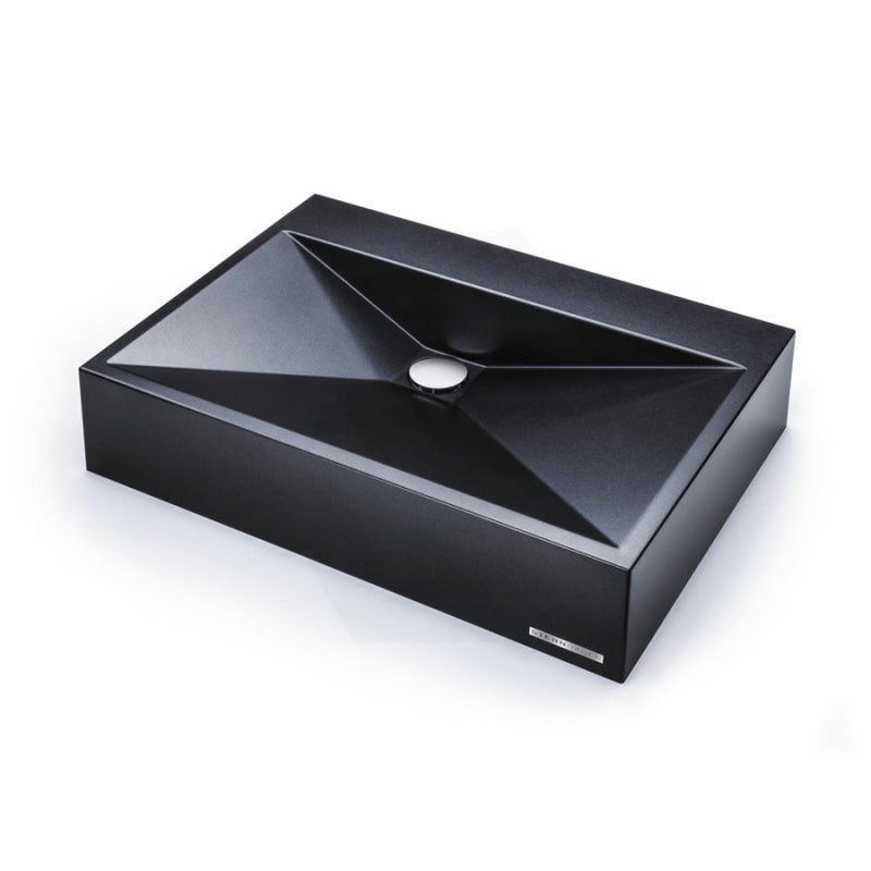 615X445X130Mm Above Counter Basin Black Gloss Bathroom Wash Sani-Quartz Composite Golden Cut Basins