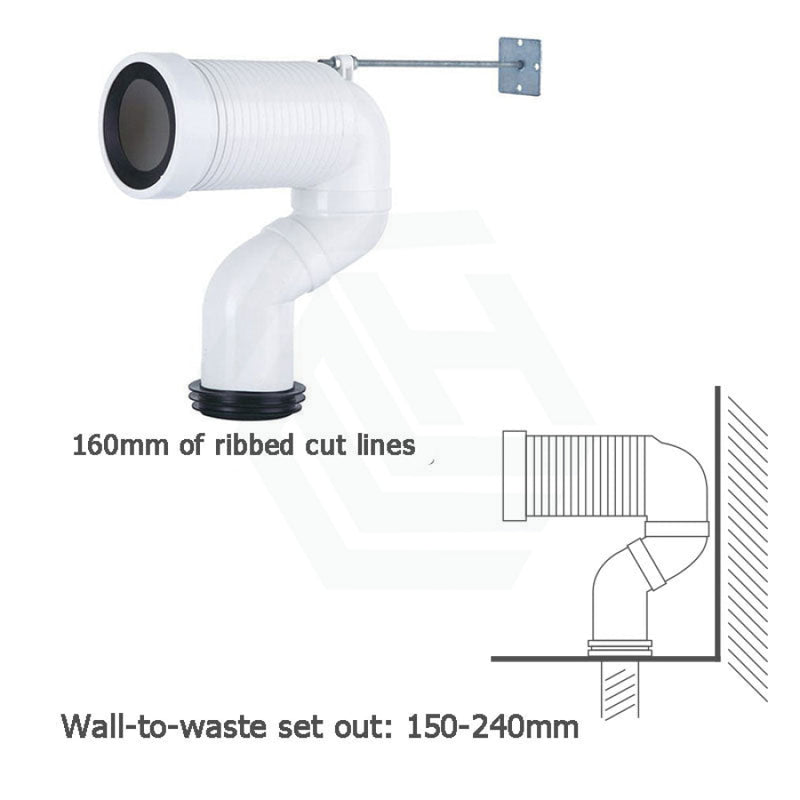 620X370X820Mm Bathroom Rimless Toilet Suite Back To Wall White 160Mm Cut Lines Trap: 150-240Mm