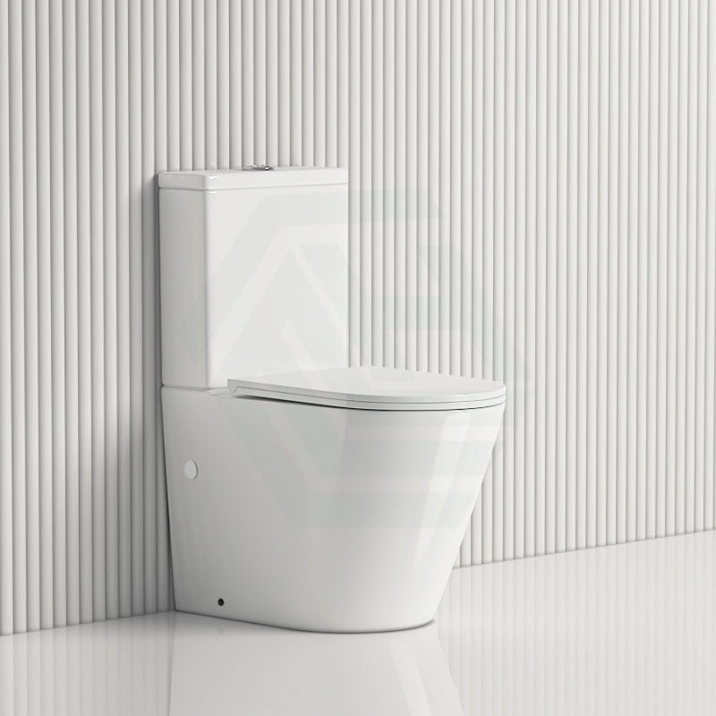 620X370X820Mm Bathroom Rimless Toilet Suite Back To Wall White Gloss Suites