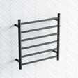 620X600X120Mm Round Black Electric Heated Towel Rack 6 Bars Stainless Steel Rails