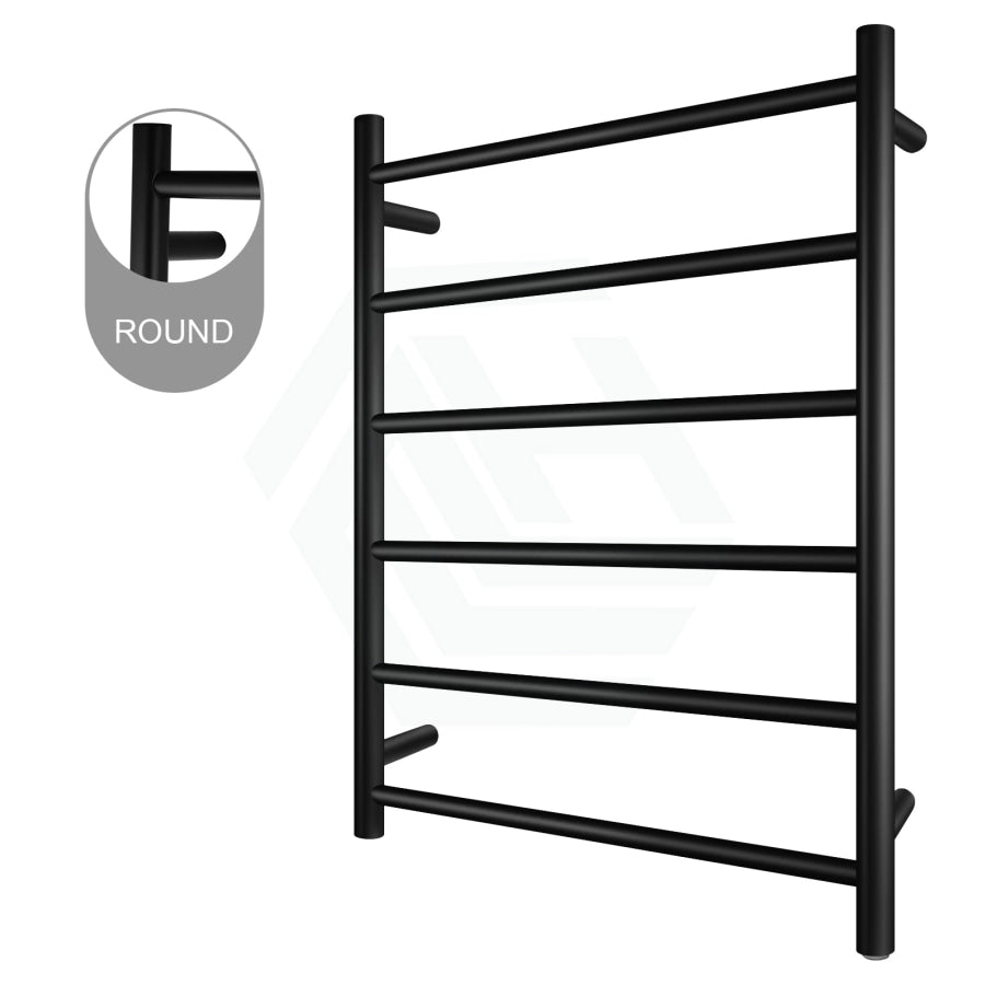 Electric Heated Towel Rail Round 6 Bars Matt Black