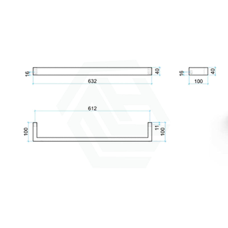 450/630/830Mm Thermogroup Square Single Bar Heated Towel Rail Polished Stainless Steel Rails