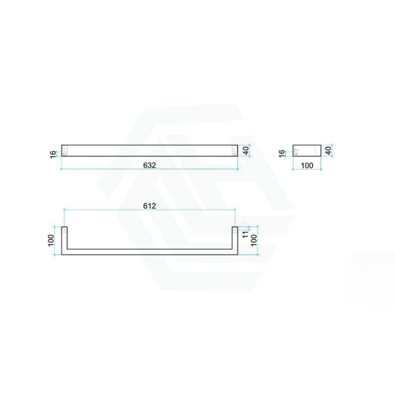 630/830Mm Thermogroup Matt Black Square Single Bar Heated Towel Rail Polished Stainless Steel Rails