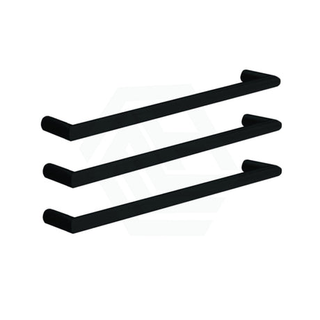 630/830Mm Thermogroup Round 3 Single Bar Heated Towel Rail Matt Black Rails