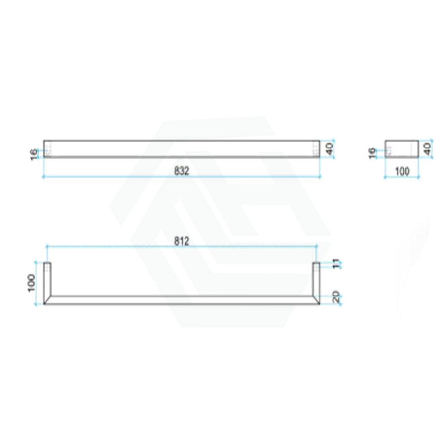 450/630/830Mm Thermogroup Square 3 Single Bar Heated Towel Rail Polished Stainless Steel 830Mm /