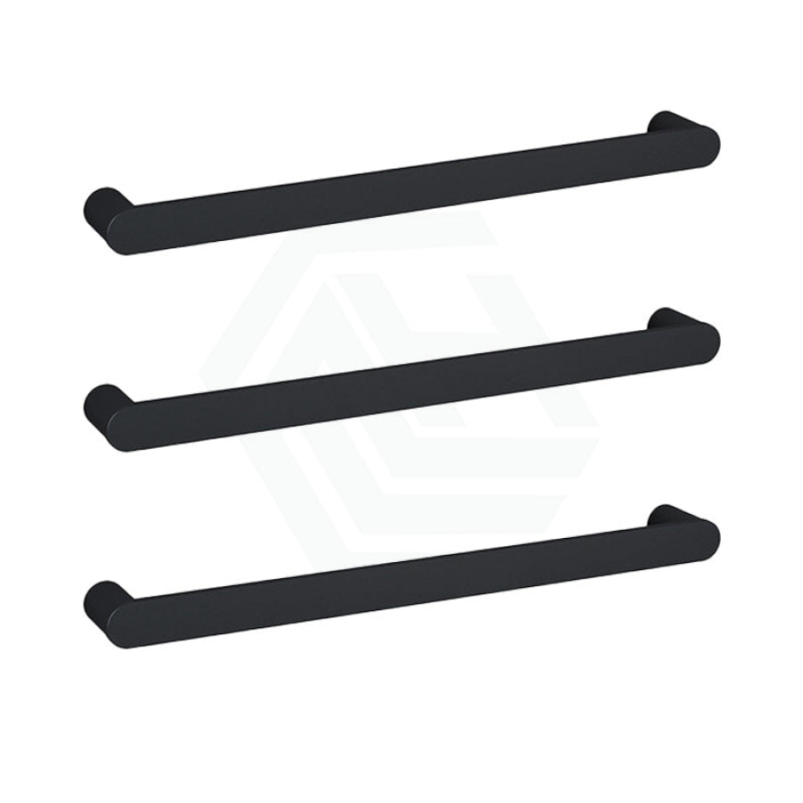 630Mm Thermogroup Matt Black Flat Pill 3 Single Bar Heated Towel Rail Rails