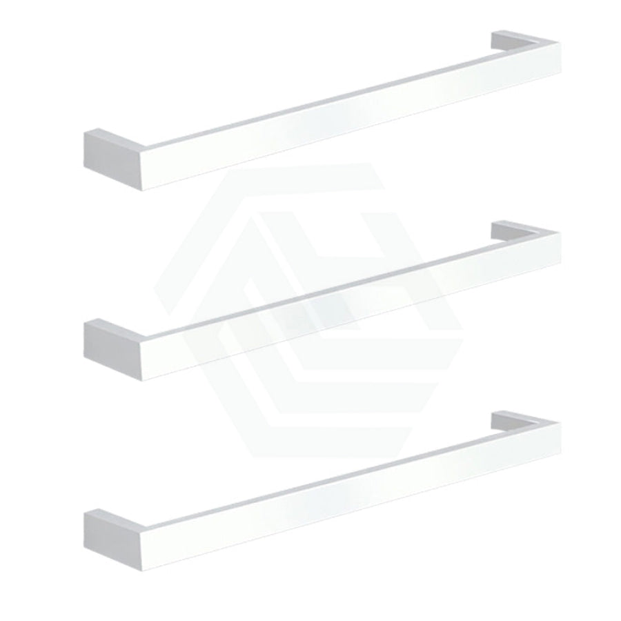 630Mm Thermogroup Square 3 Single Bar Heated Towel Rail Satin White Rails