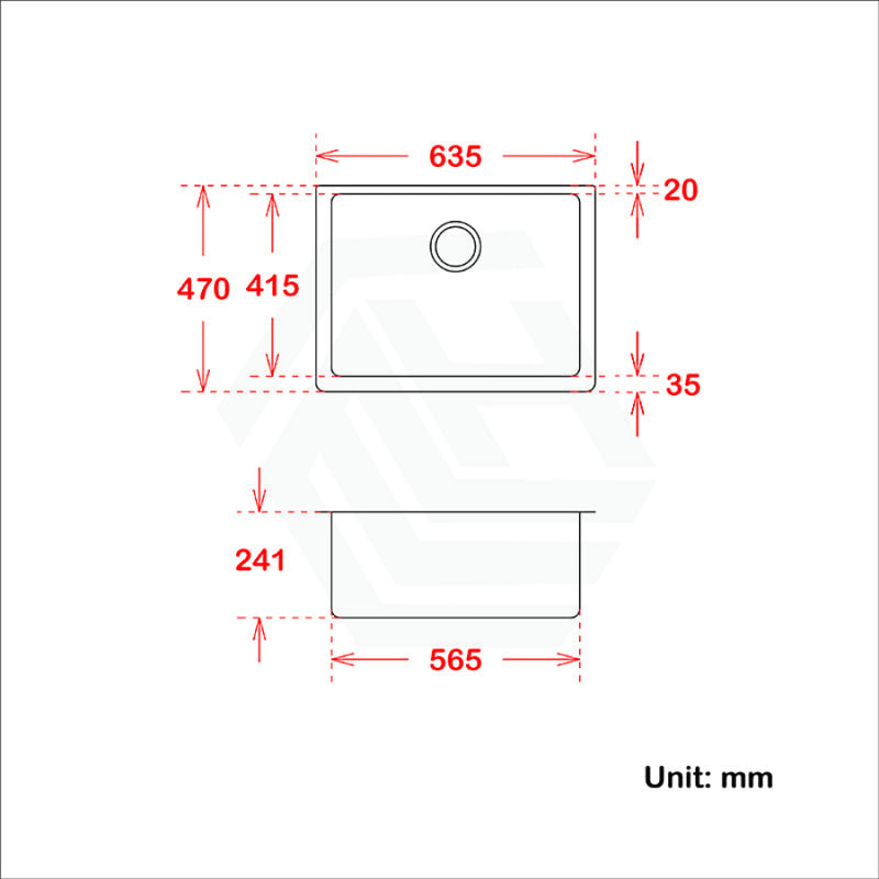 635X470X241Mm White Granite Quartz Stone Undermount Kitchen Laundry Sink Single Bowl