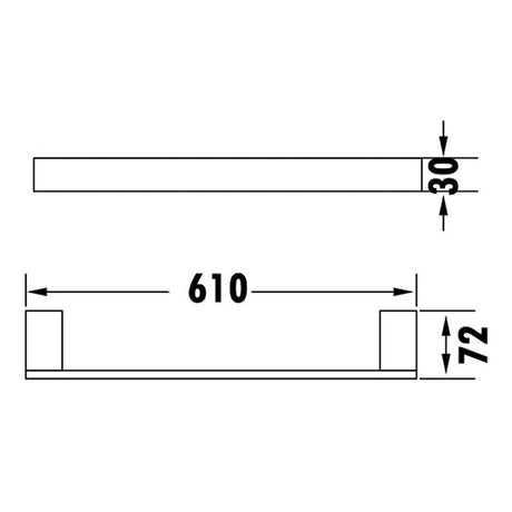 Rosa 610/750Mm Single Towel Rail Matt Black 610Mm Rails