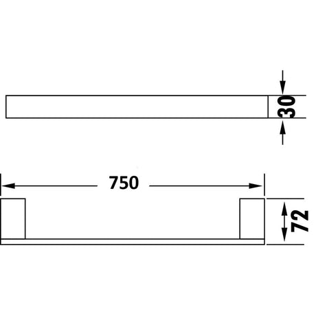 Rosa 610/750Mm Single Towel Rail Matt Black 750Mm Rails