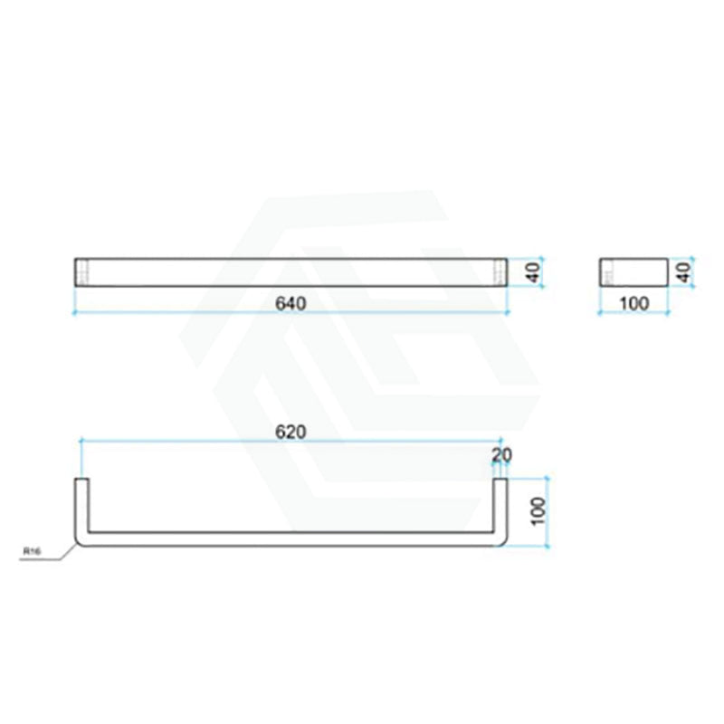 620Mm Thermogroup Curved Corners 3 Single Bar Heated Towel Rail Polished Stainless Steel Rails