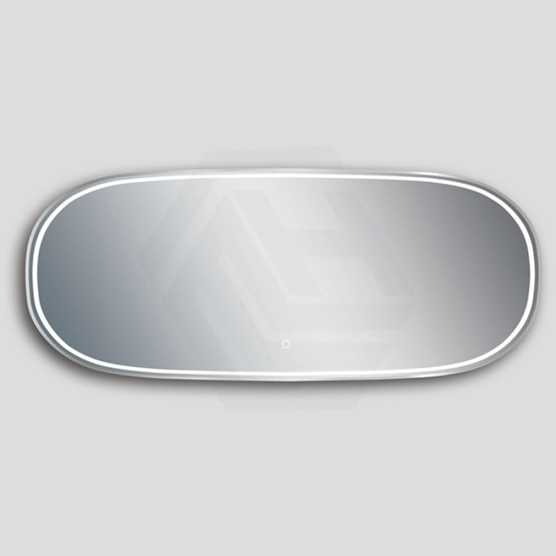 650/1200/1600Mm Led Mirror Silver Framed Oval Front Light 1600X650Mm