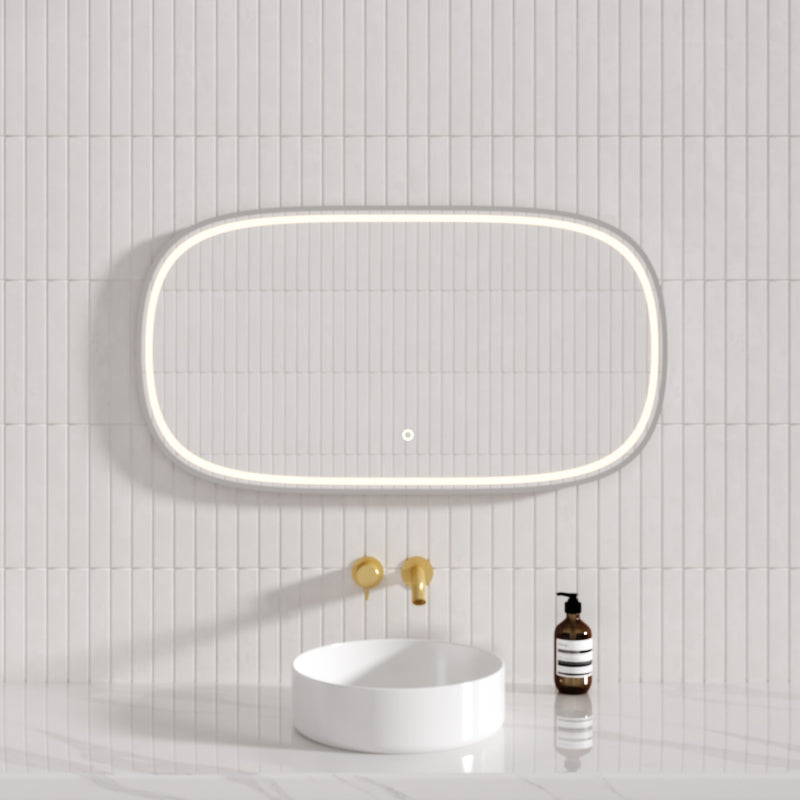 650/1200/1600Mm Led Mirror Silver Framed Oval Front Light Led Mirrors