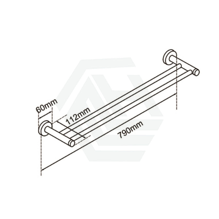 G#1(Gold) Aquaperla Round Brushed Brass Double Towel Rack Rail Cut To Size Gold Rails