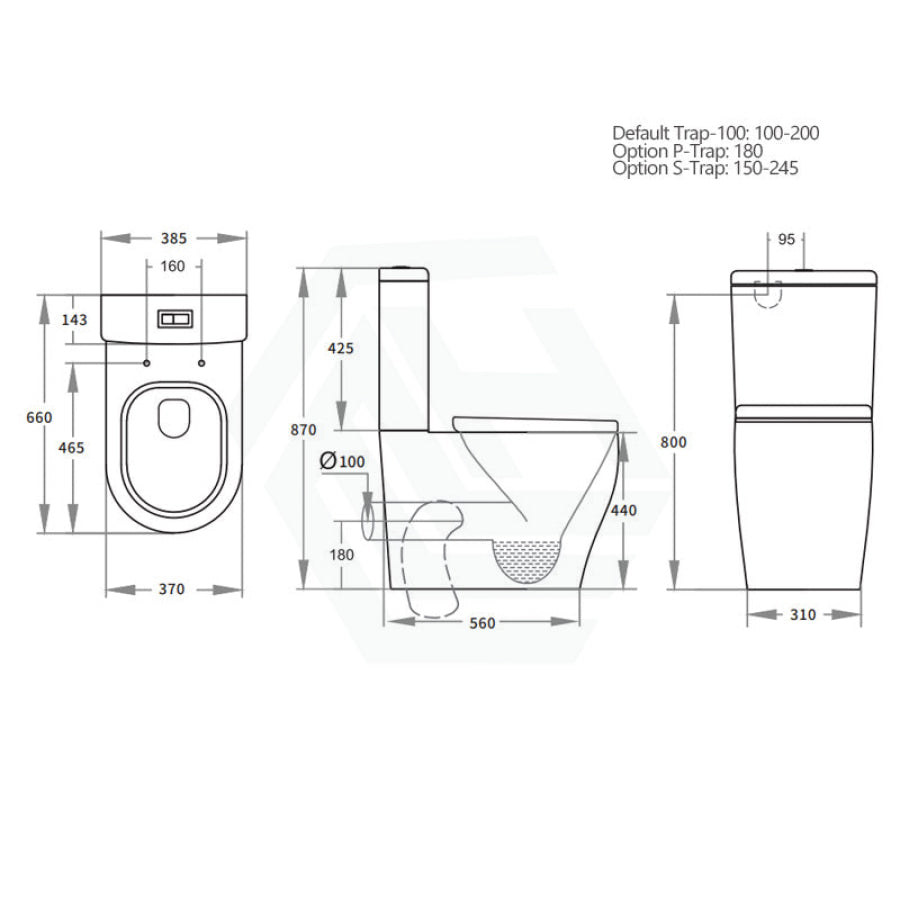 660X385X870Mm Zeus Toilet Suite Rimless Tornado Comfort Height For Bathroom Back To Wall Suites