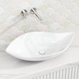 660X390X150Mm Above Counter Ceramic Art Basin Special Leaf Shape Gloss White For Bathroom Basins