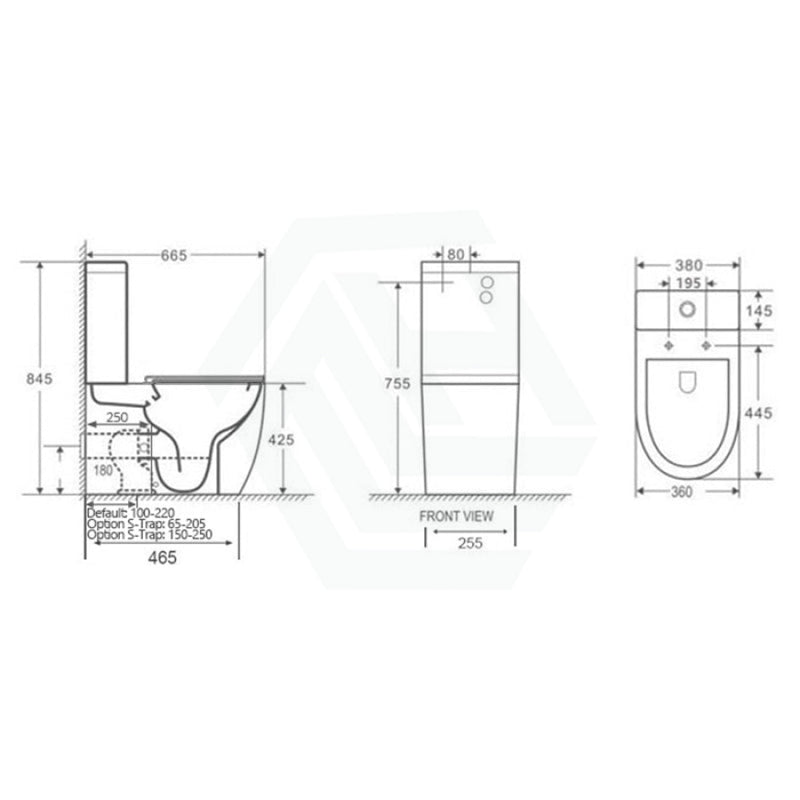 665X380X845Mm Bathroom Back To Wall Ceramic Toilet Suite Rimless Slim Duraplas Seat Gloss White