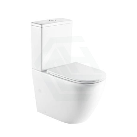 665X380X845Mm Bathroom Back To Wall Ceramic Toilet Suite Rimless Slim Duraplas Seat Gloss White